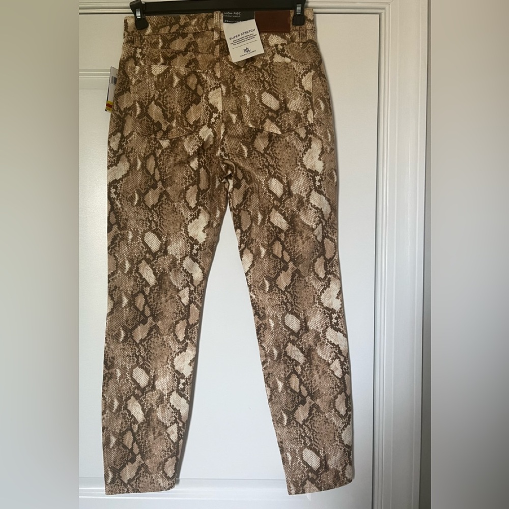 NWT Lauren Ralph Laure Women’s Snakeprint High-Rise Skinny Ankle Jeans Sz 8